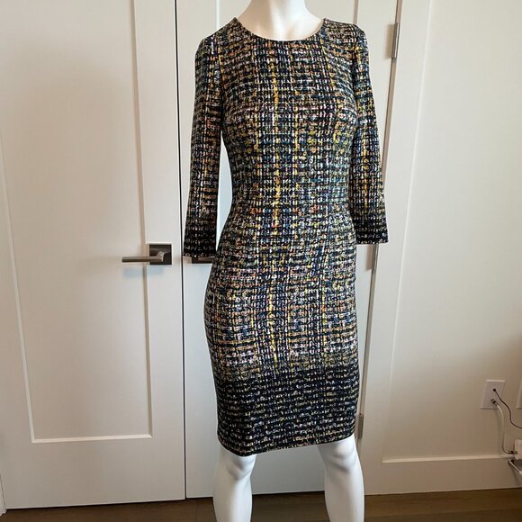 Joseph Ribkoff Modelo 164708X Scoop Nk 3/4 Slv Side Zip Abstract Print Dress 2 - Picture 2 of 15